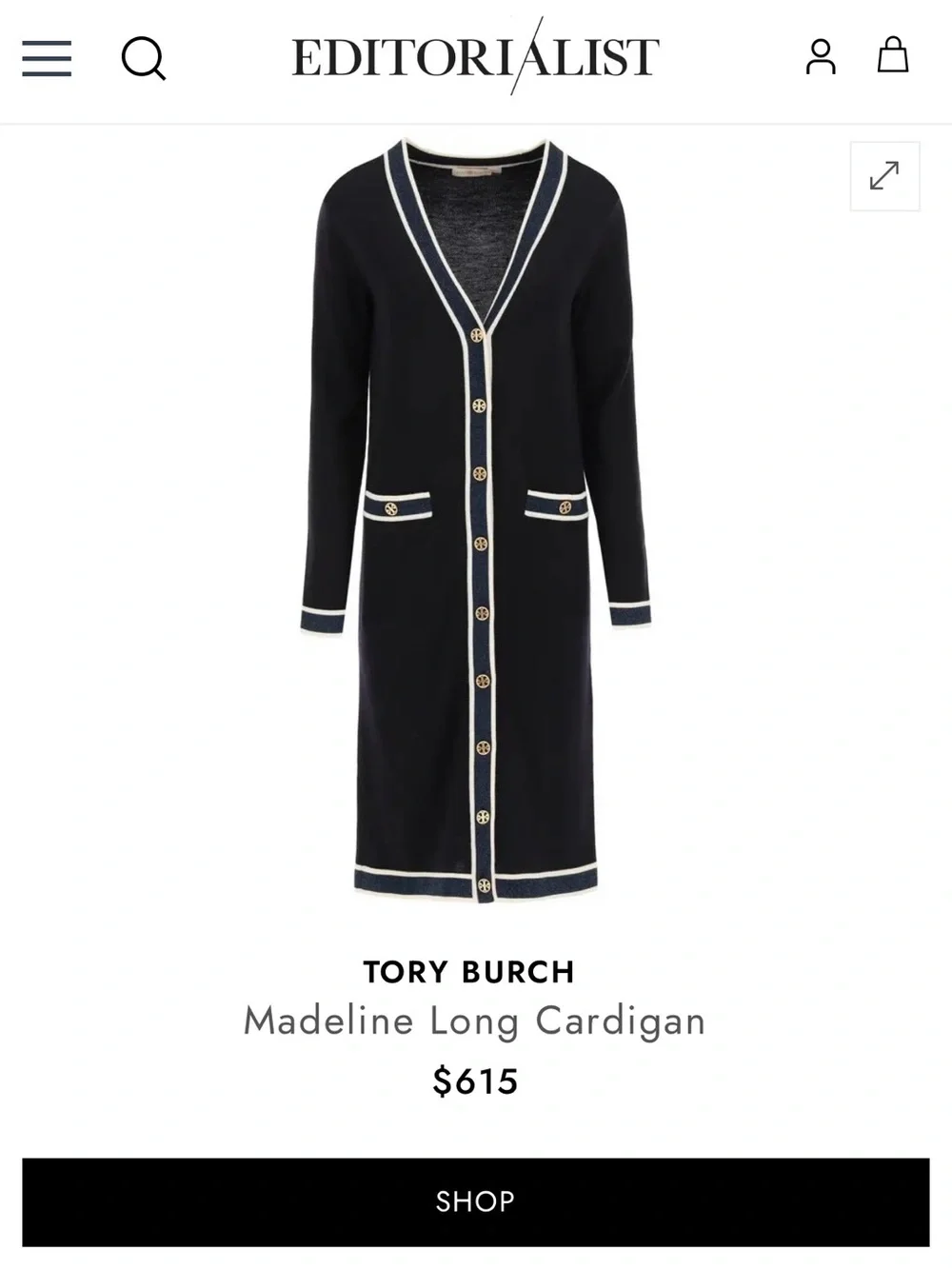 Tory Burch Madeline Long Cardigan